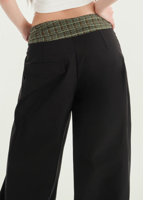 Dafna Grid Wide Leg Pants In Black