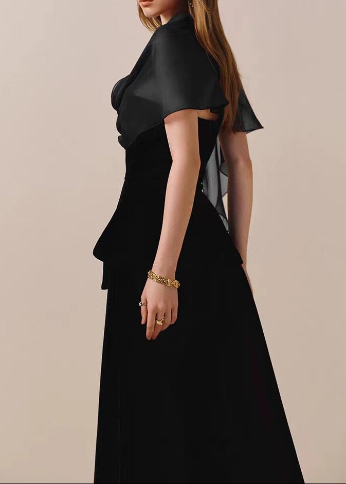 Bogomil Mesh Shawl Maxi Dress In Black