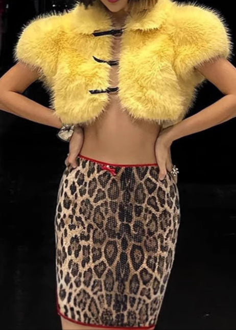 Analeigh Faux Fur Cutout Crop Top