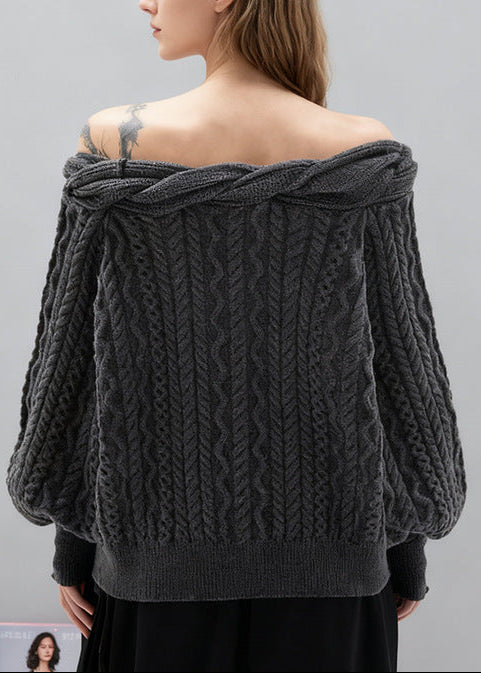 Eleazar Twist Knit Top In Grey