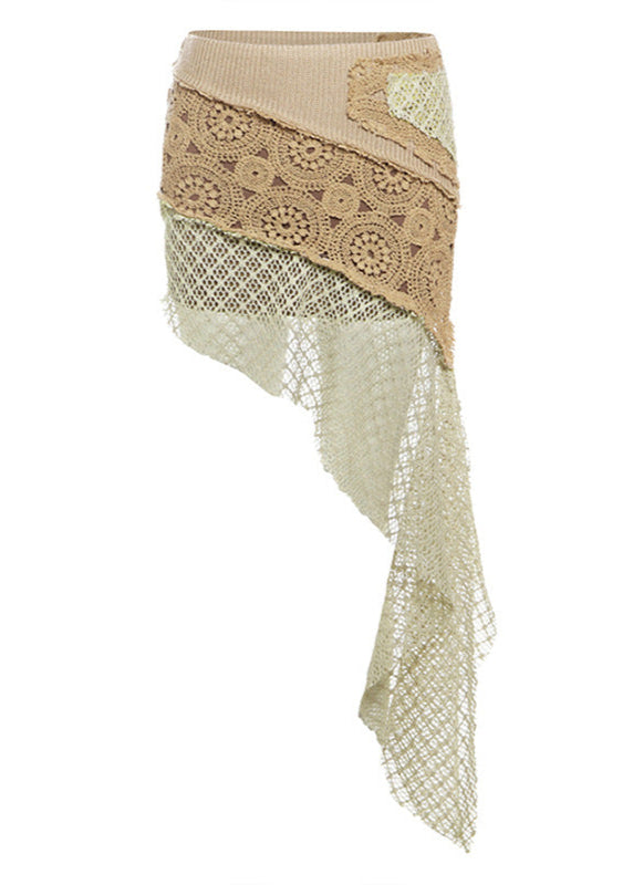 Bartol Asymmetric Floral Deconstruct Knit Mini Skirt