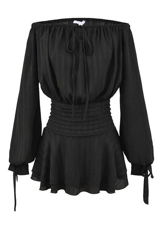 Dovydas Off Shoulder Ruch Mini Dress In Black