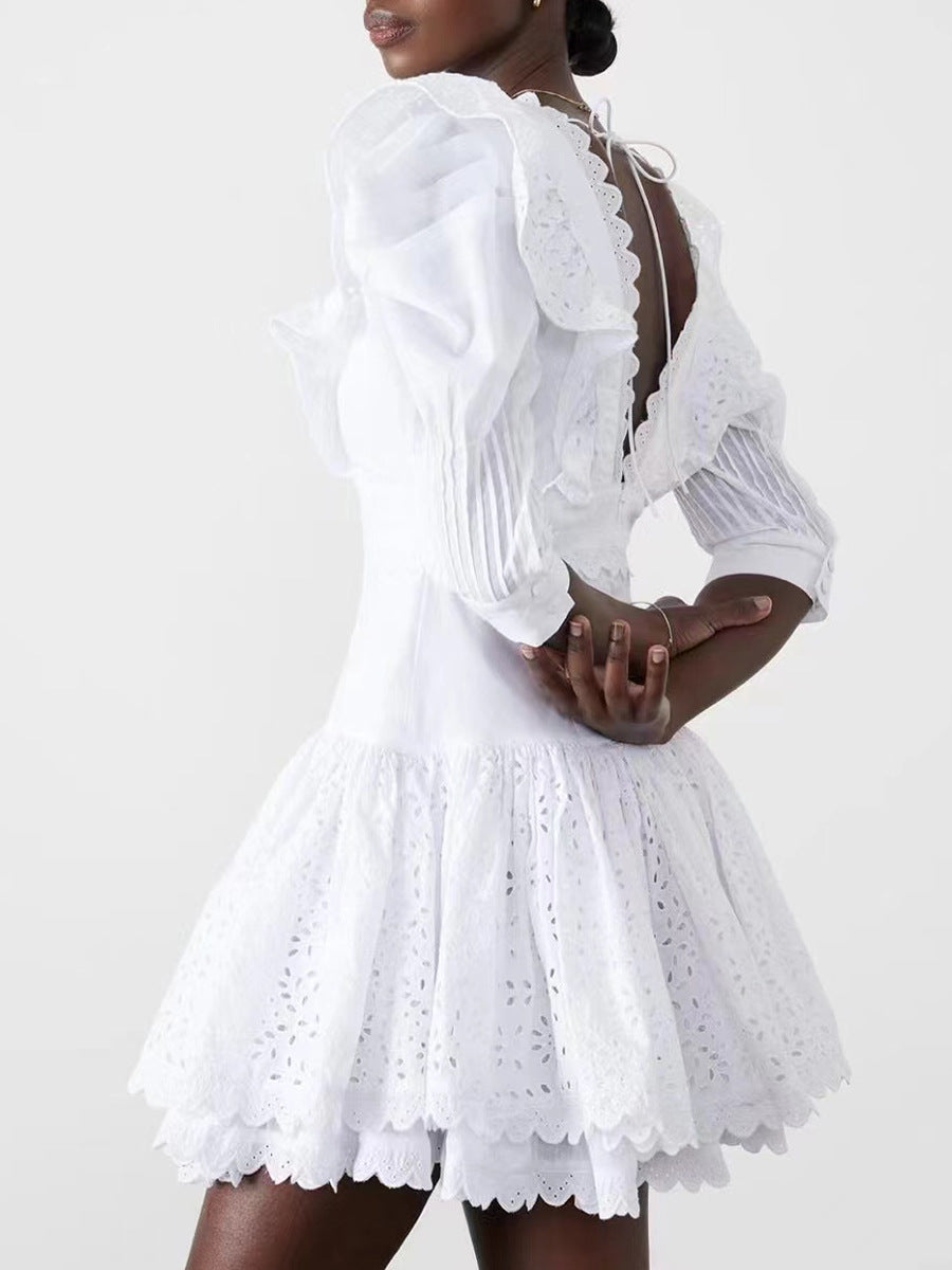 Chinonso Plunge Balloon Sleeve Mini Dress