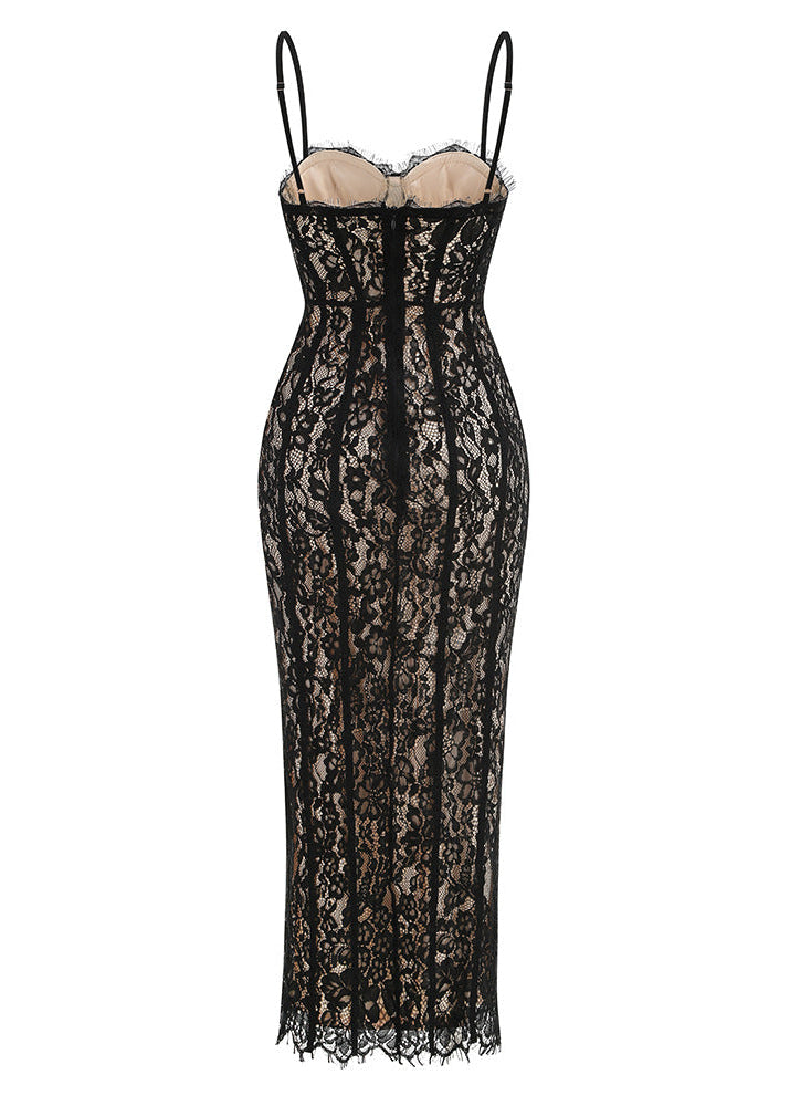 Doruk Lace Maxi Dress In Black