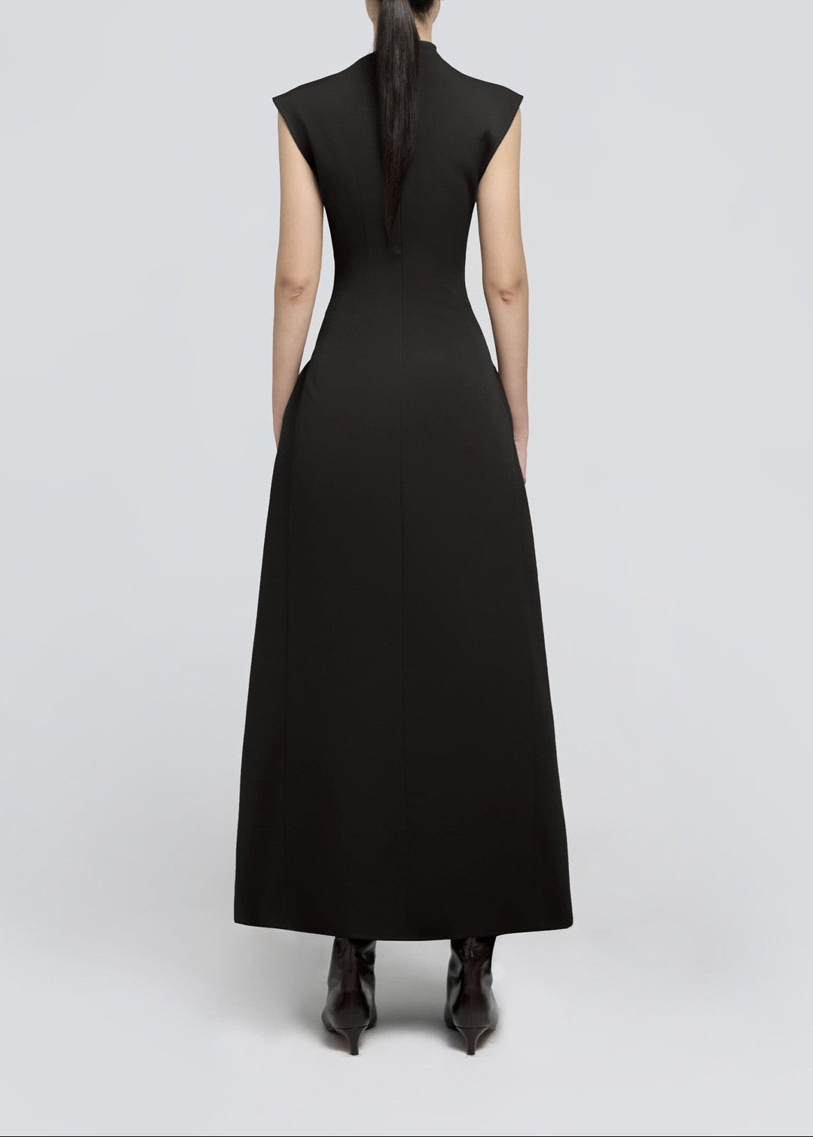 Blahoslav Sleeveless Asymmetric Maxi Dress In Black