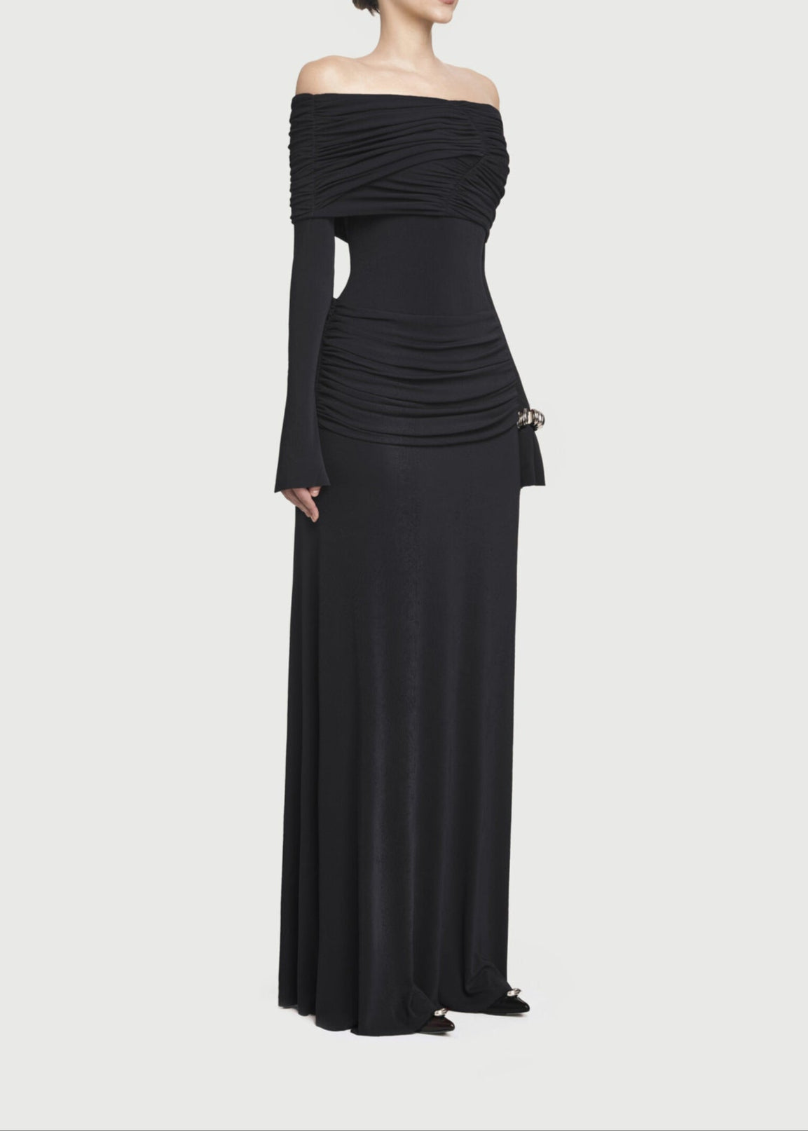Annmarie Off Shoulder Ruch Maxi Dress In Red