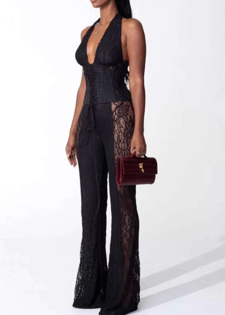 Bethari Lace Plunge Cutout Jumpsuit