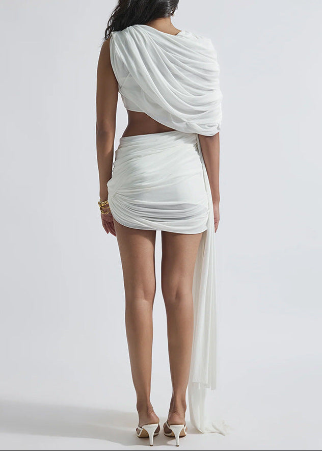 Faas Asymmetric Ruch Fringe Skirt Set