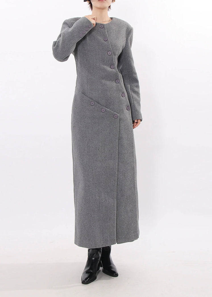 Fahd Asymmetric Split Button Maxi Dress