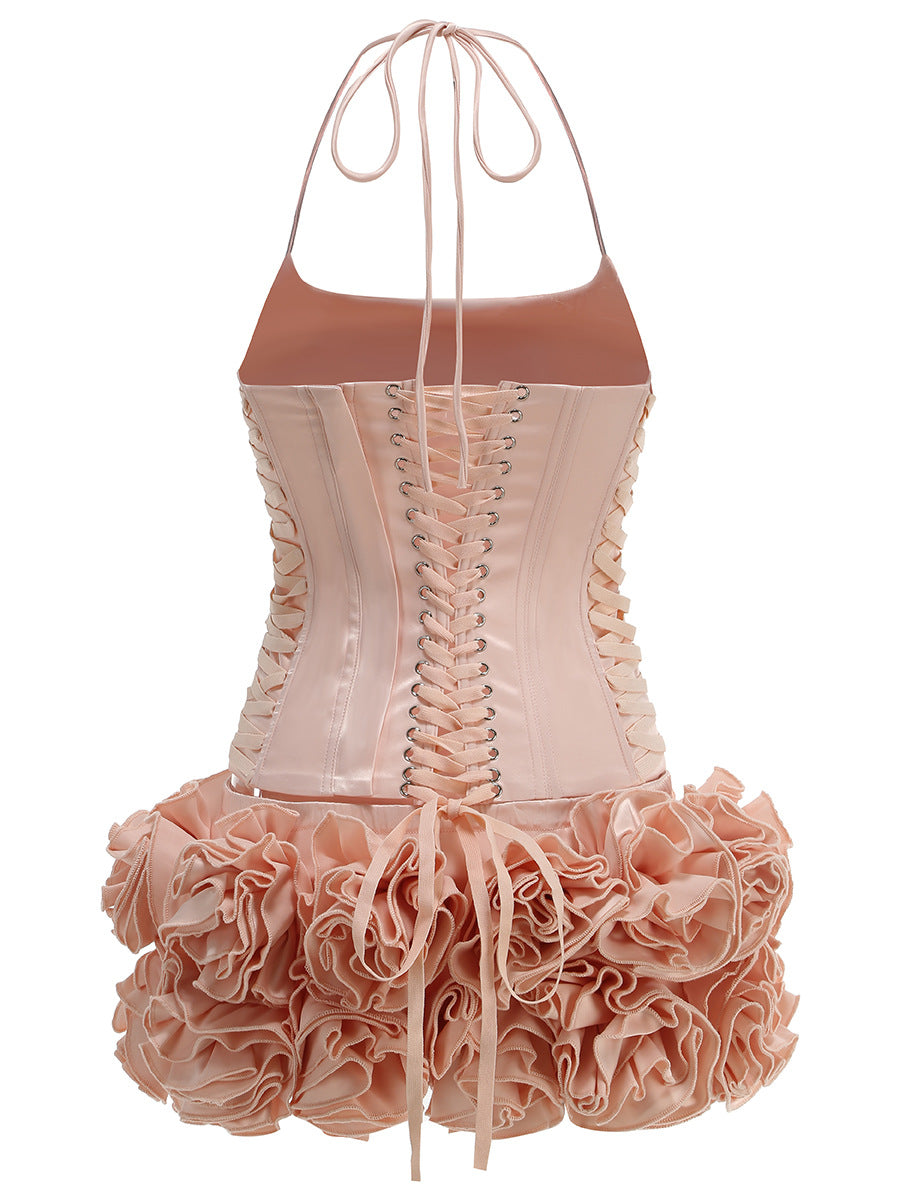 Alya Flower Corset Halter Neck Skirt Set