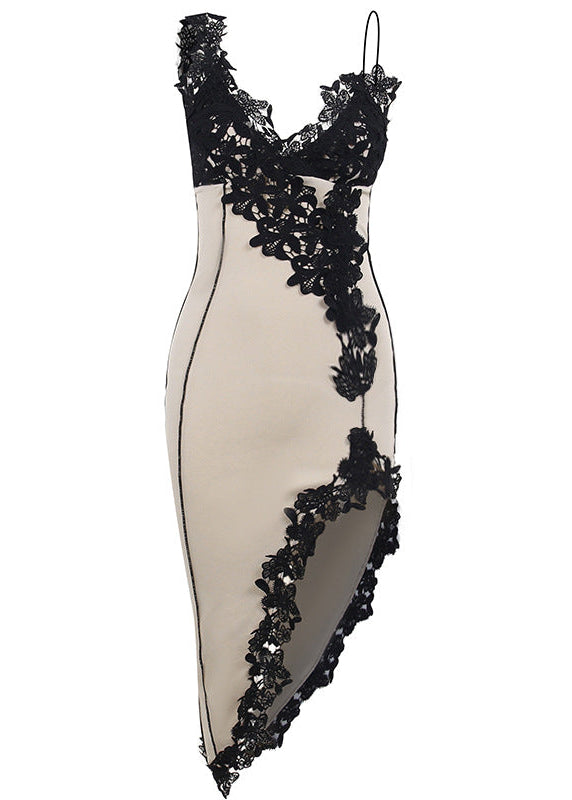 Danai Asymmetric Flower Midi Dress