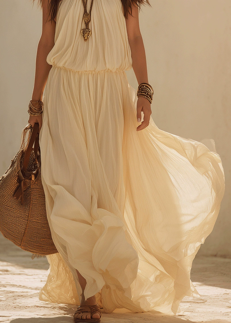 Katarzyna Halter Neck Ruch Maxi Dress