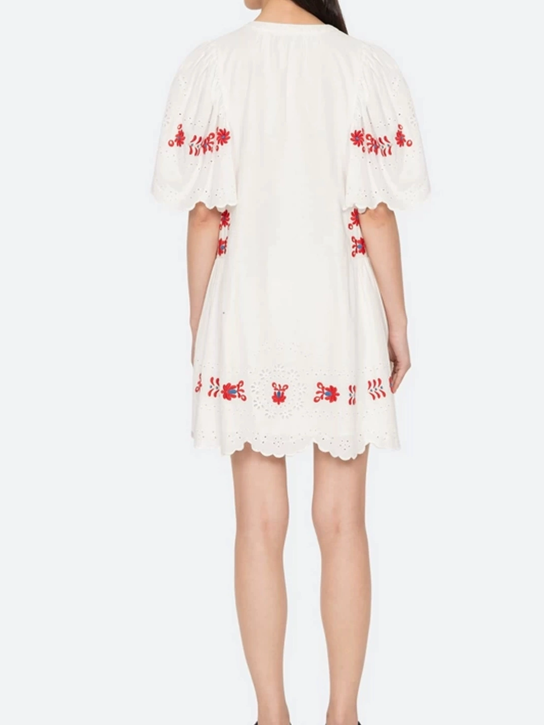 Ike V Neck Embroidered Mini Dress
