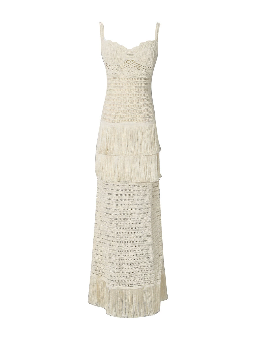 Ipek Crochet Fringe Maxi Dress