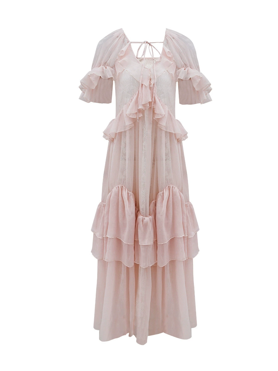 Hiwot Ruffle Mesh Maxi Dress