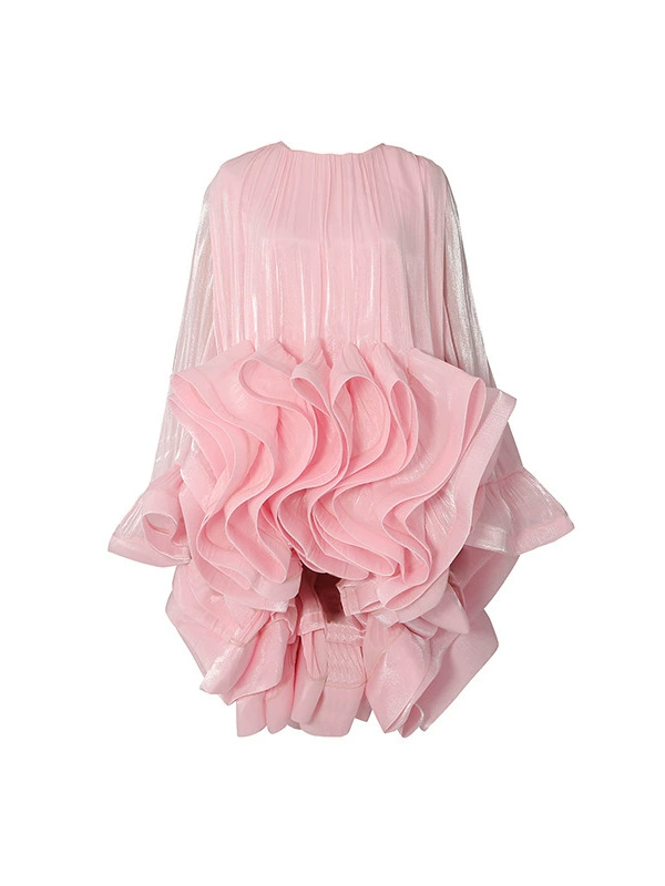 Jaouad Bell Sleeve Reffle Mini Dress