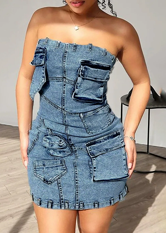 Inanna Strapless Denim Mini Dress