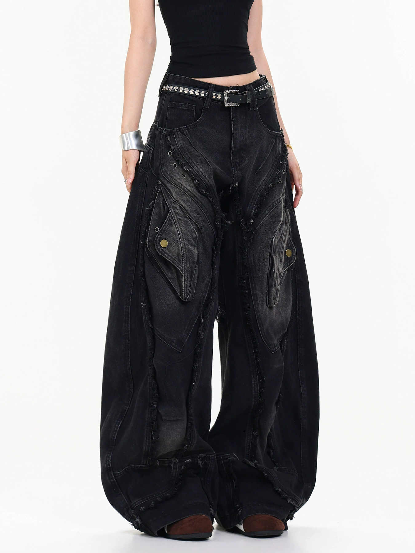 Kailena Fringe Baggy Jeans