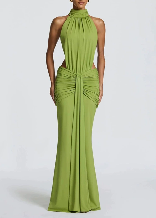 Ireen Halter Neck Ruch Maxi Dress