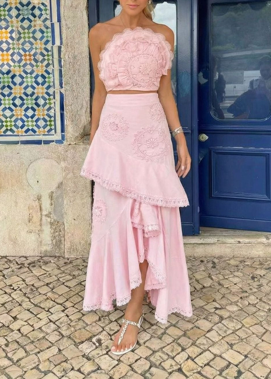 Erich Flower Asymmetric Skirt Set