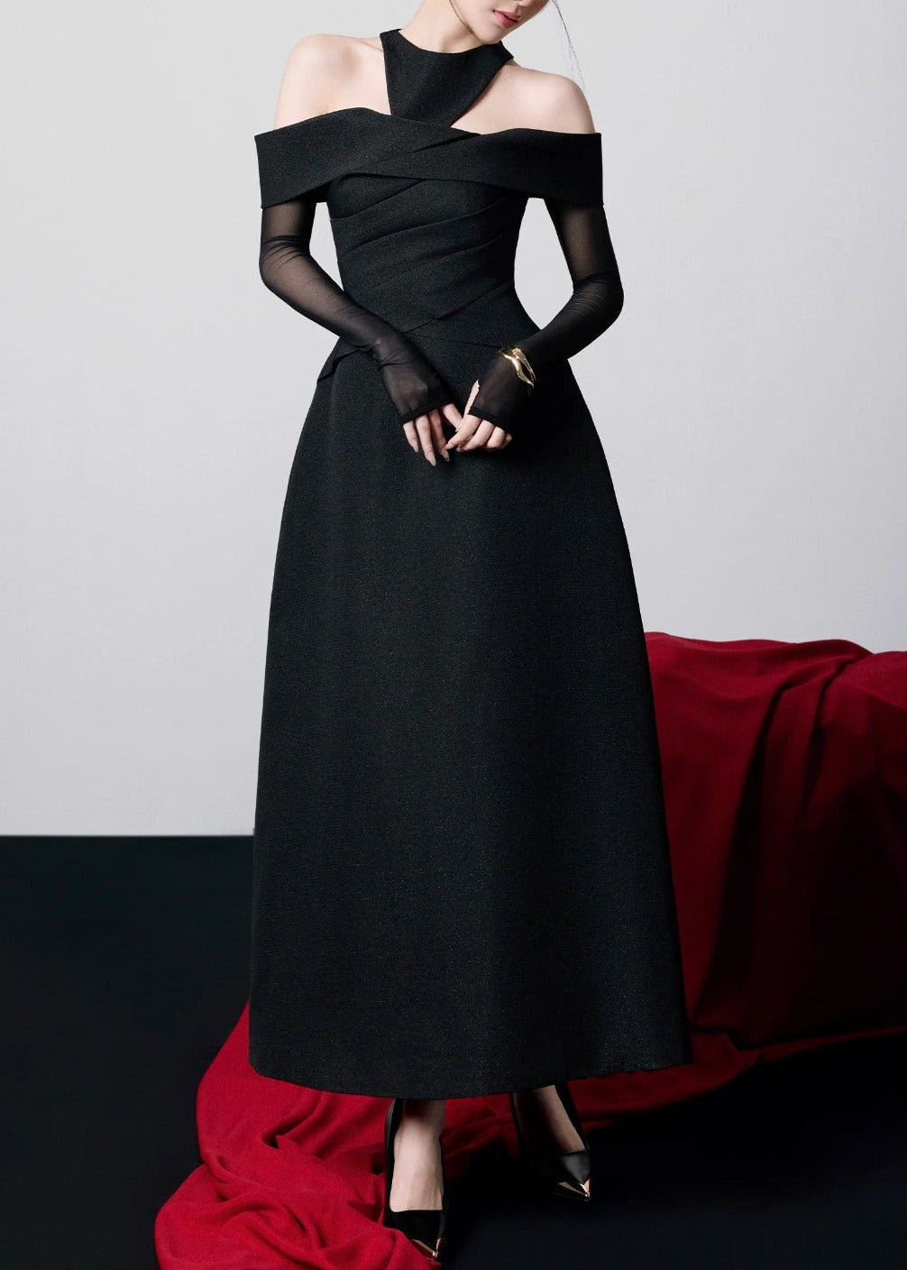 Feidhlim Cutout Mesh Maxi Dress