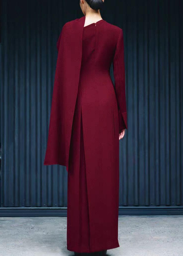 Heracles Shawl Maxi Dress In Wine
