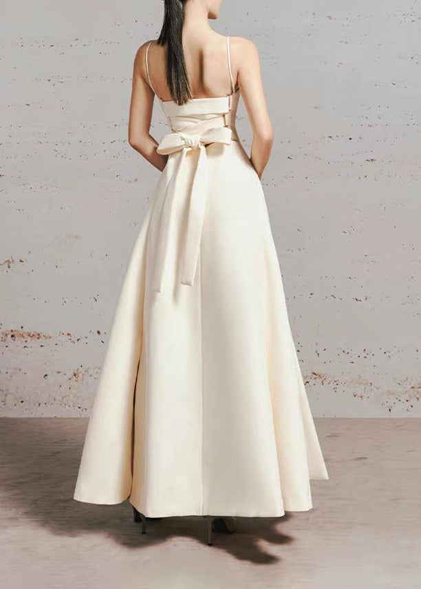 Immaculate Strapless Tie Up Bow Maxi Dress