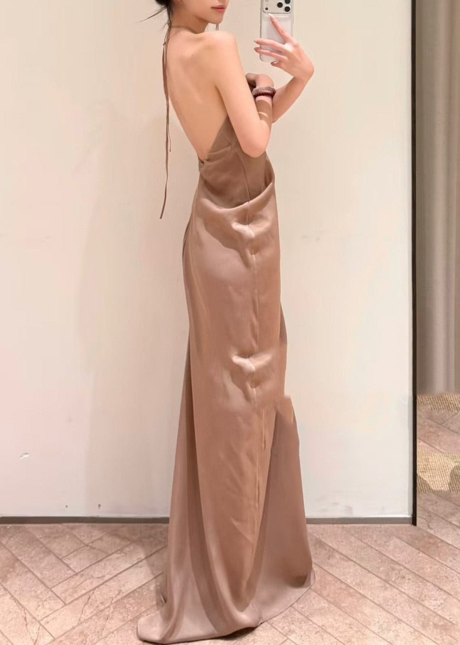 Franck Halter Neck Draped Maxi Dress