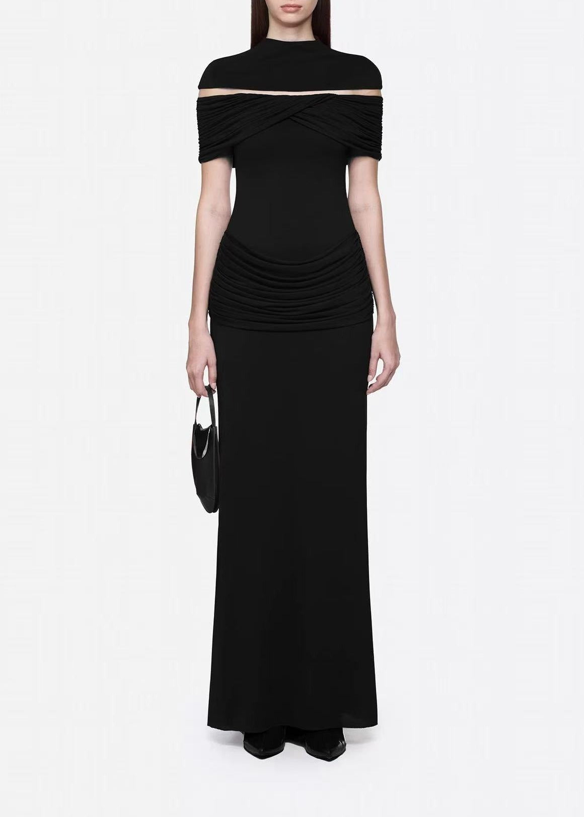 Ferreolus Ruch Mesh Maxi Dress In Black