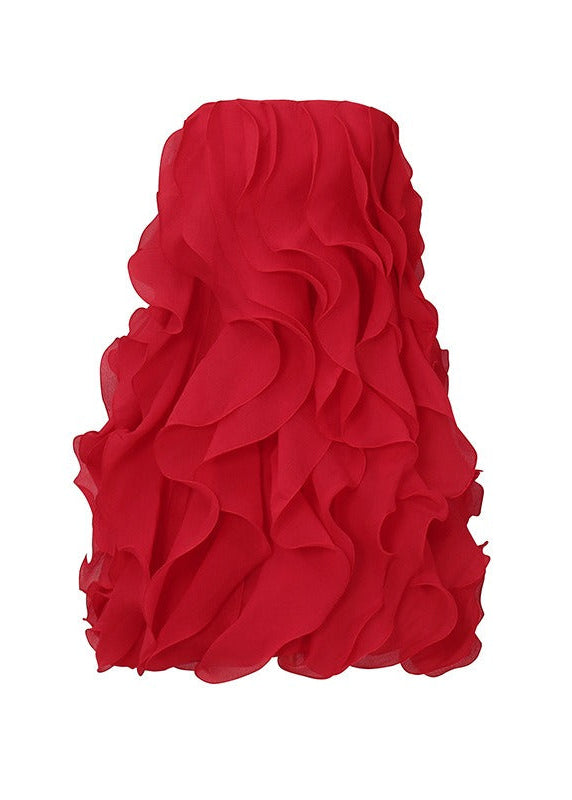 Fiachna Strapless Ruffle Mini Dress In Red