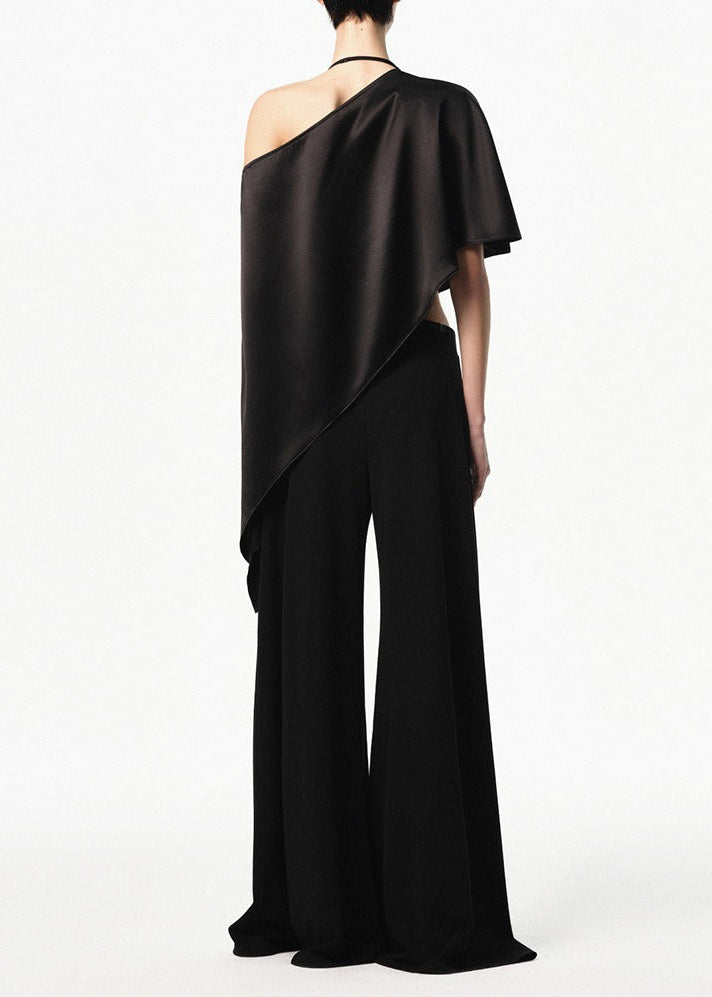 Hadar Satin Asymmetric Top In Black