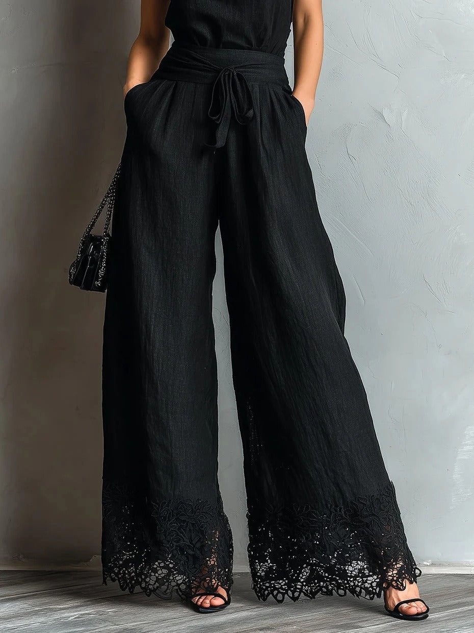 Hershel Sleeveless Lace Pants Set