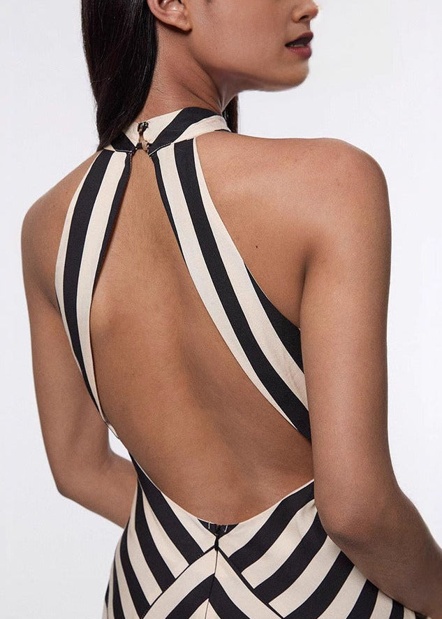 Ilnur Halterneck Stripe Maxi Dress