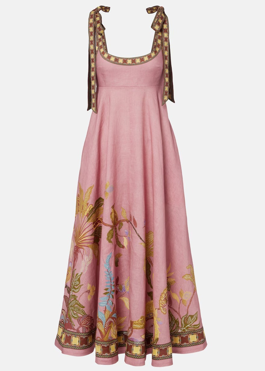 Jaxx Tie Up Print Midi Dress