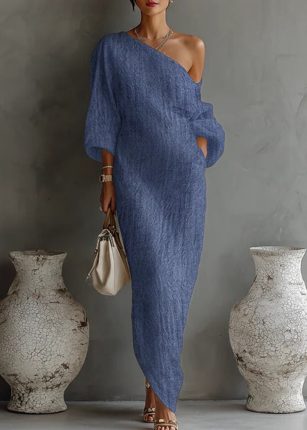 Invidia One Shoulder Maxi Dress In Blue