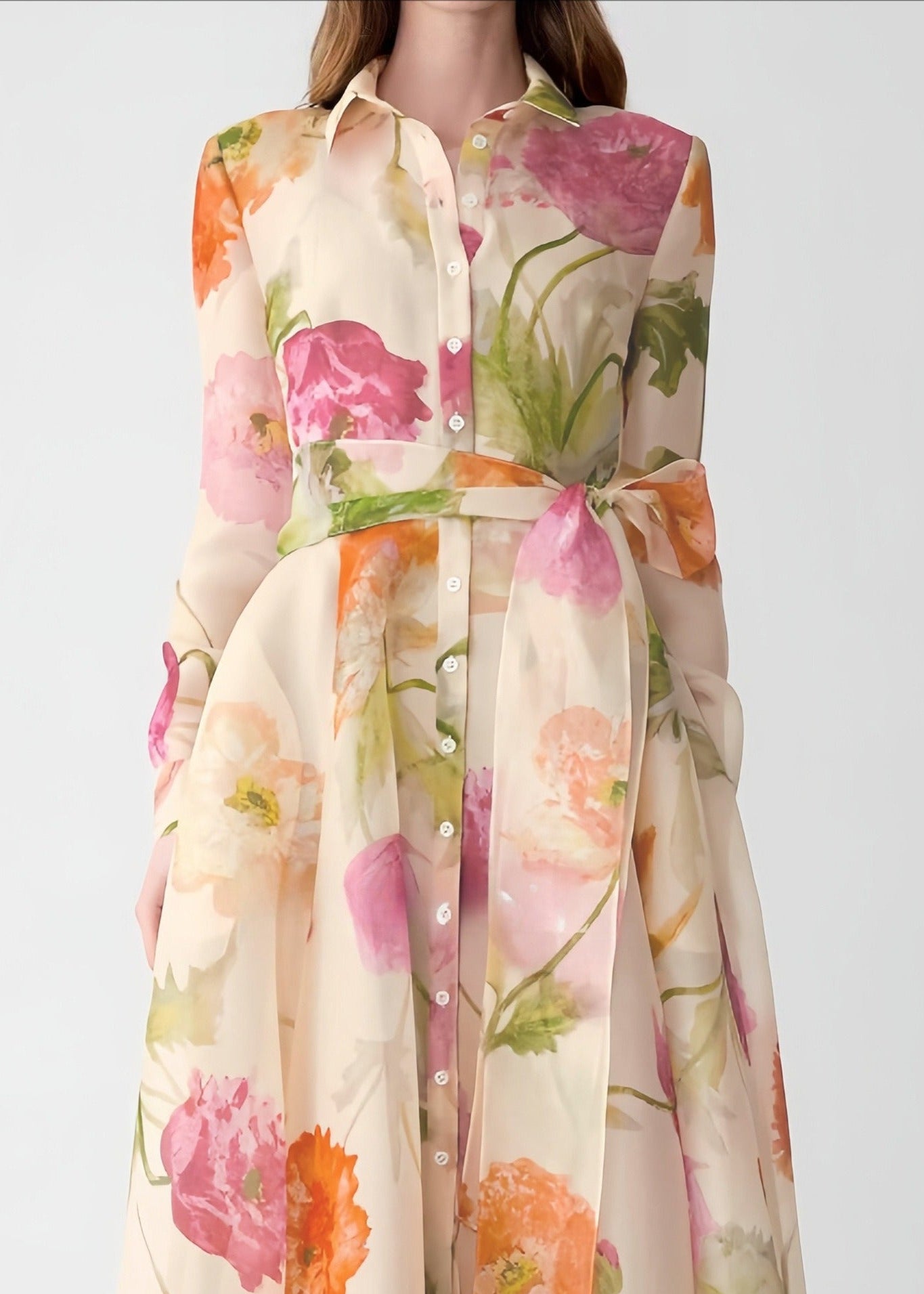 Henrijs Floral Tie Up Midi Dress