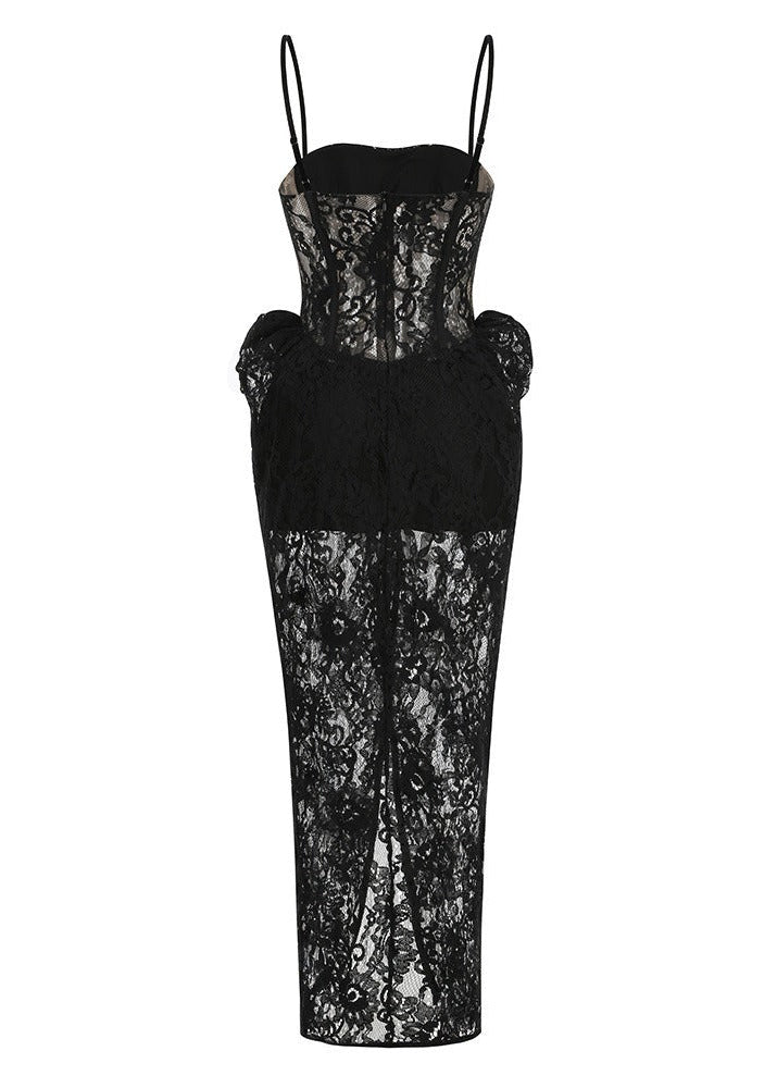 Fulgenzio Lace Corset Split Maxi Dress
