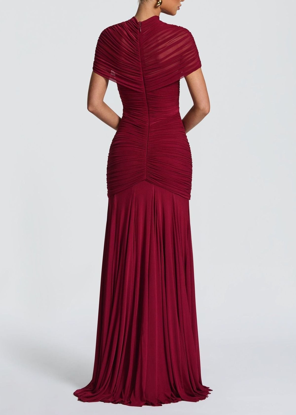 Florica Cutout Ruch Maxi Dress In Red