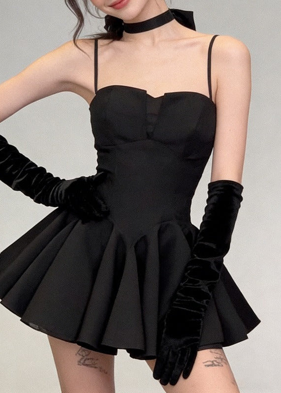 Henrique Bow Ruffle Mini Dress In Black