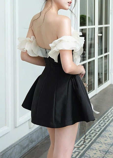 Fionnlagh Flower Off Shoulder Puffy Mini Dress