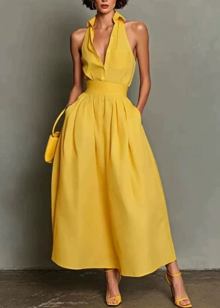 Kameryn Halter Neck Stripe Maxi Dress