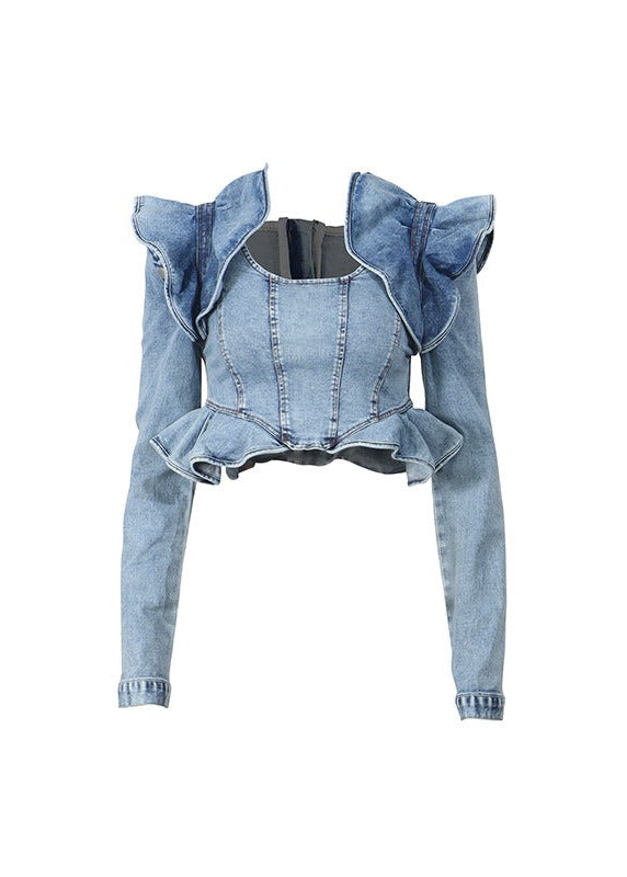 Felicius Ruffle Denim Top