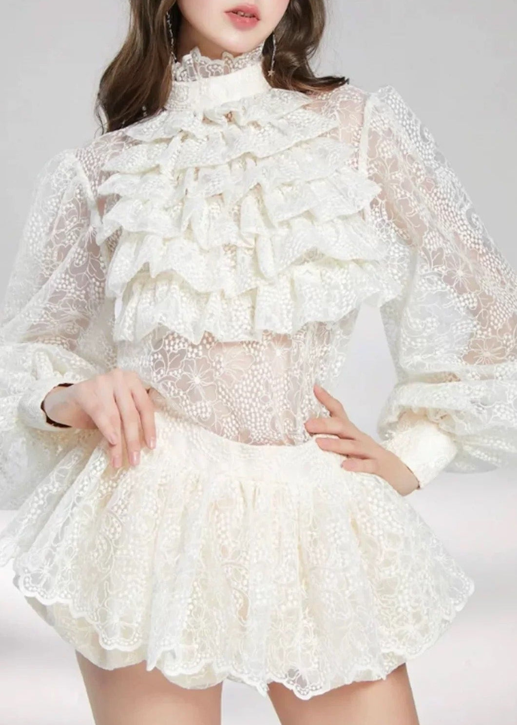 Mabella Embroidered Bubble Skirt Set