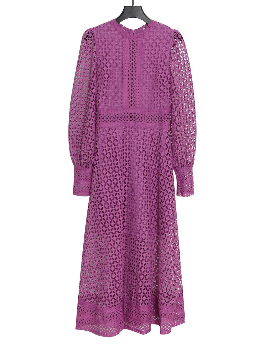 Erkenaz Cutout Pleated Midi Dress In Purple