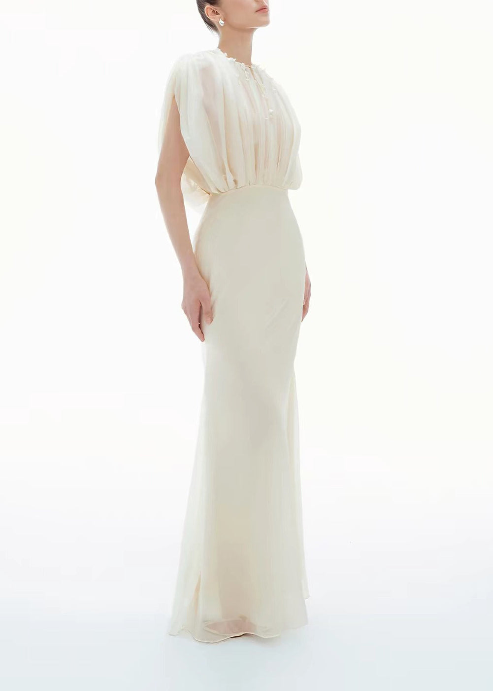 Magomet Mesh Draped Maxi Dress