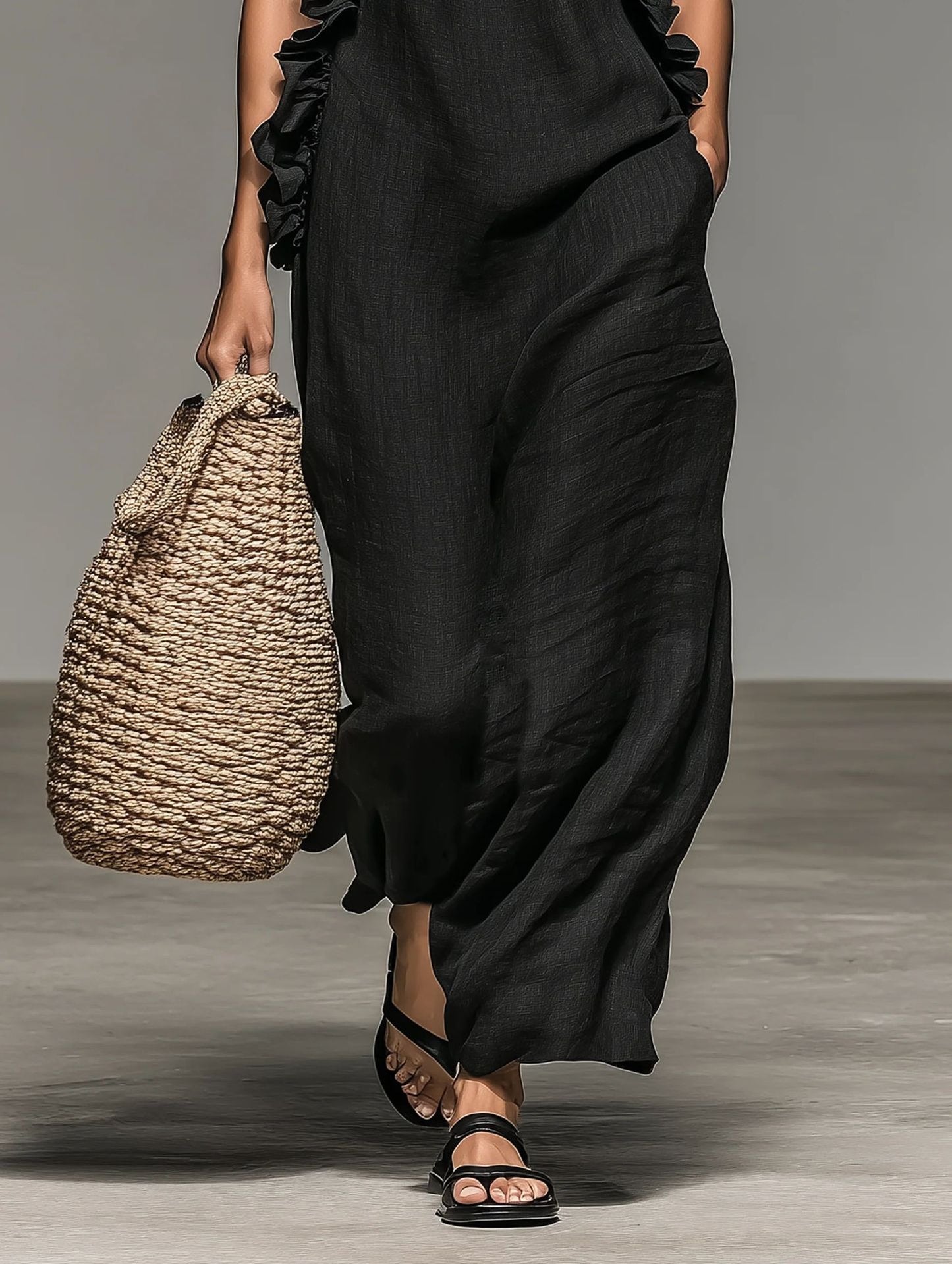 Inmaculada Halter Neck Ruffle Maxi Dress