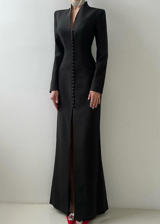 Enaitz Single Breasted Maxi Dress In Black