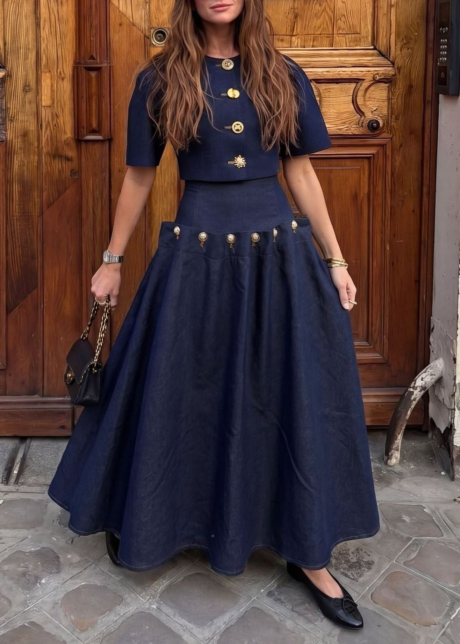 Ivelisse Embellished Denim Skirt Set