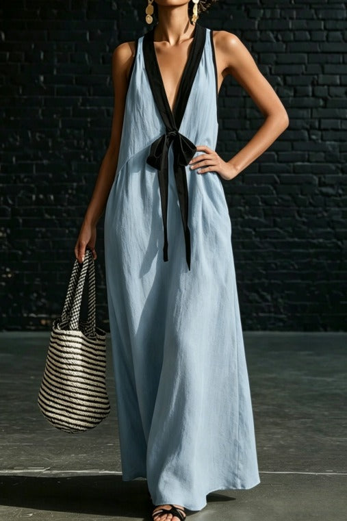 Imants Sleeveless Bow Maxi Dress In Blue