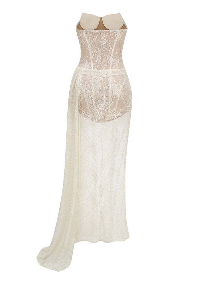Kiri Strapless Lace Ruch Maxi Dress